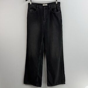 We The Free Tinsley Baggy Jeans Women's 28 Black Mid‎ Rise Straight Leg Denim
